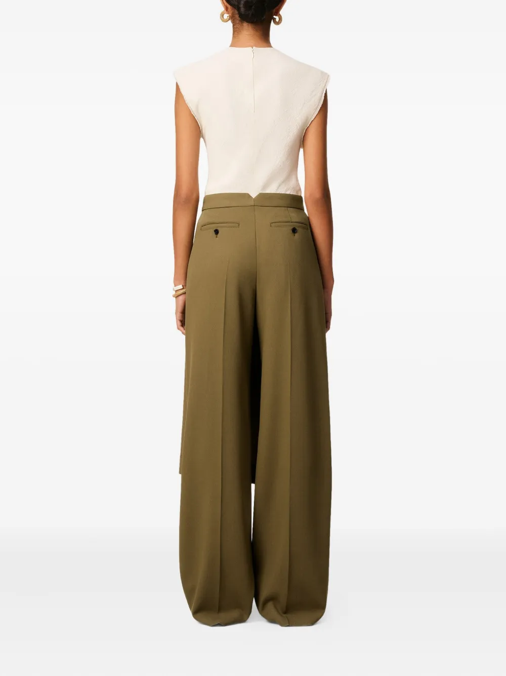 Ami Alexandre Mattiussi Green Wool Front Panel Large Trousers Green In Green