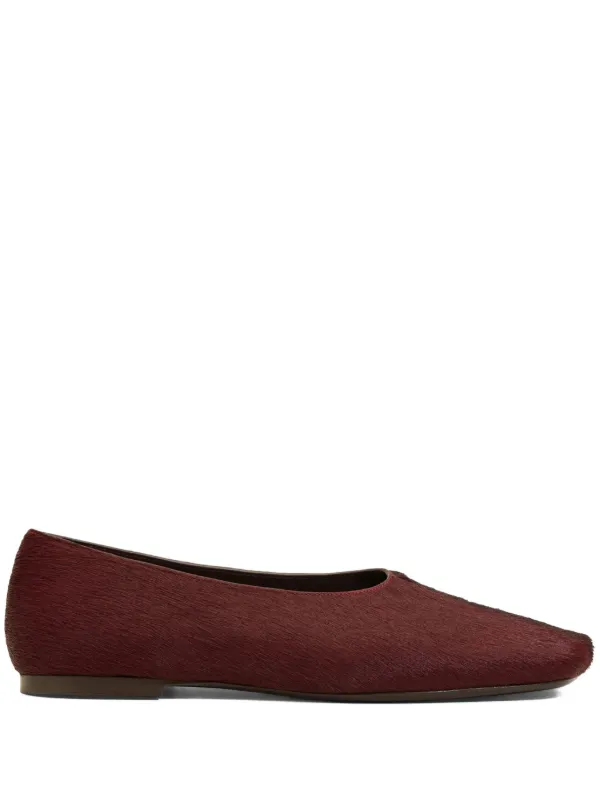 Ami Paris Leather Bicolor Flat Shoes in Red