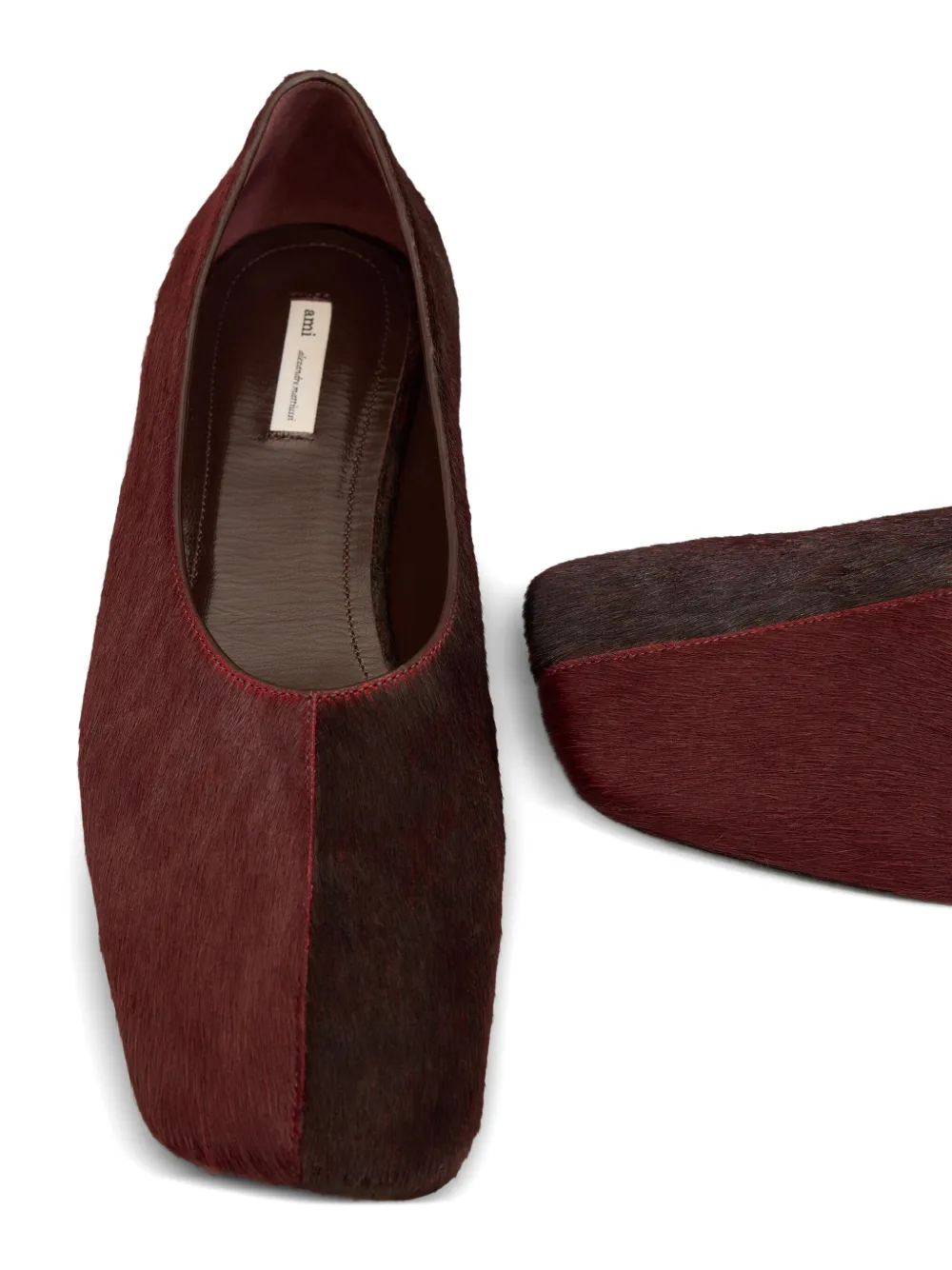 AMI Paris Tweekleurige leren ballerina's Rood