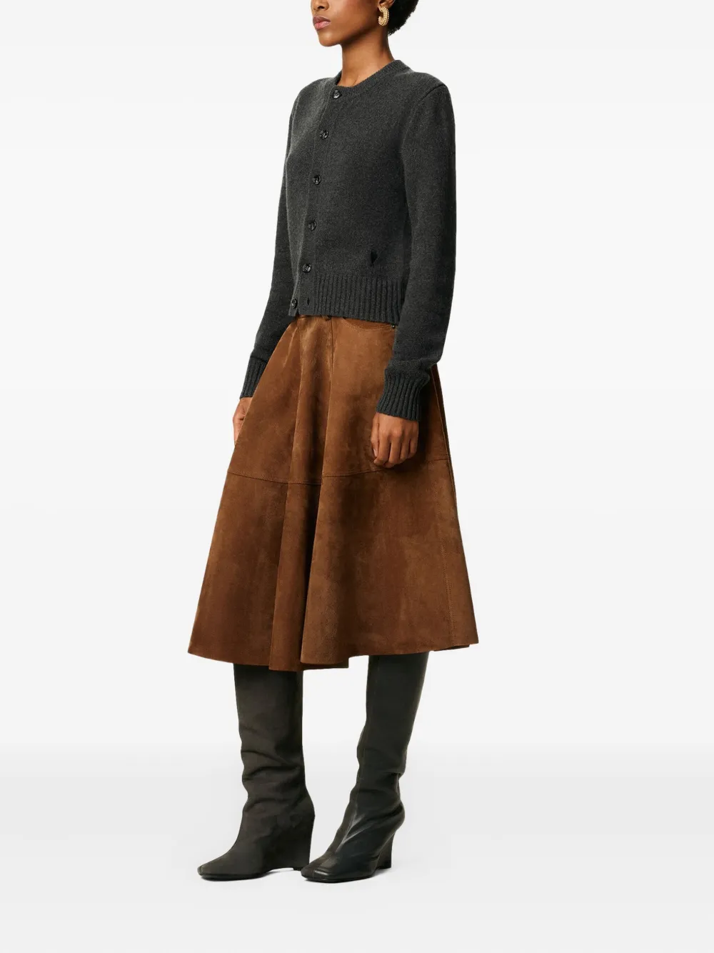 AMI Paris Kasjmier vest met geborduurd hart Grijs