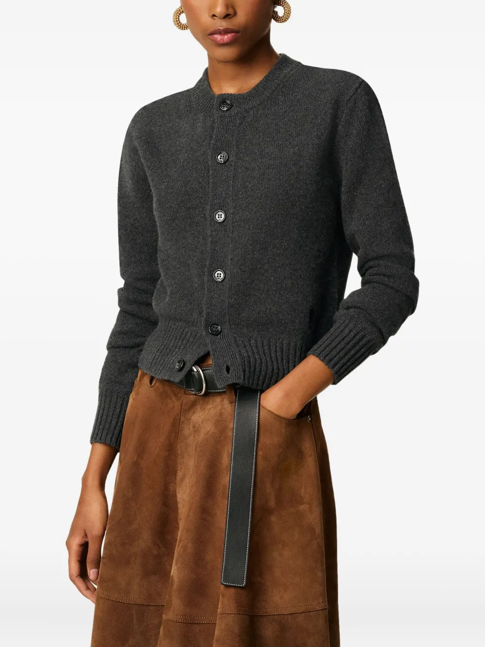 AMI Paris Kasjmier vest met geborduurd hart Grijs