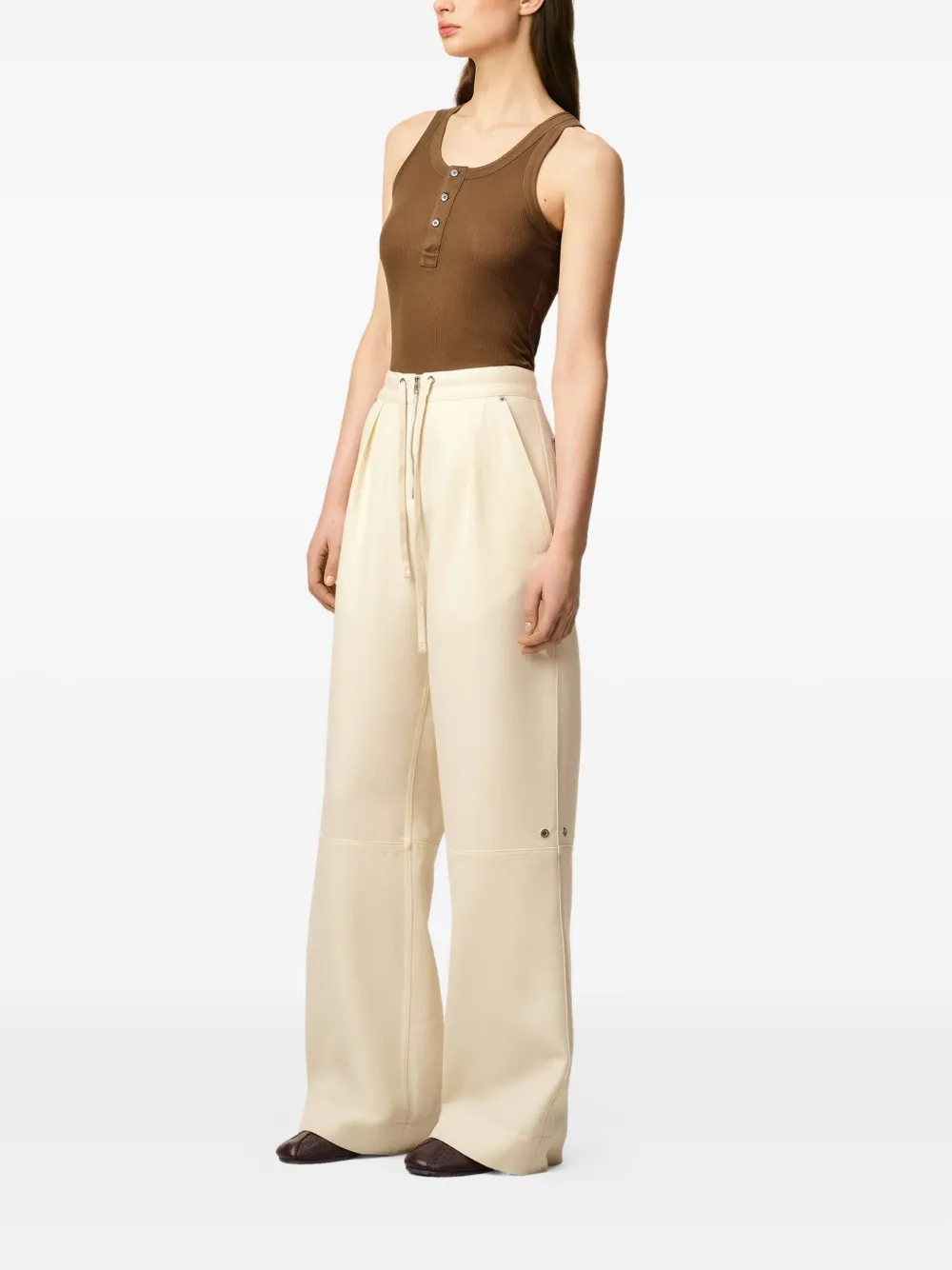 Ami Alexandre Mattiussi White Wool Zipped Trousers In Neutral