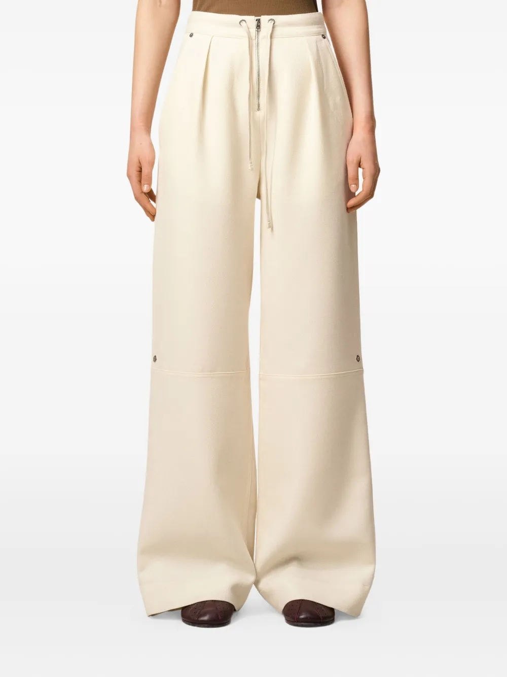 Ami Alexandre Mattiussi White Wool Zipped Trousers In Neutral