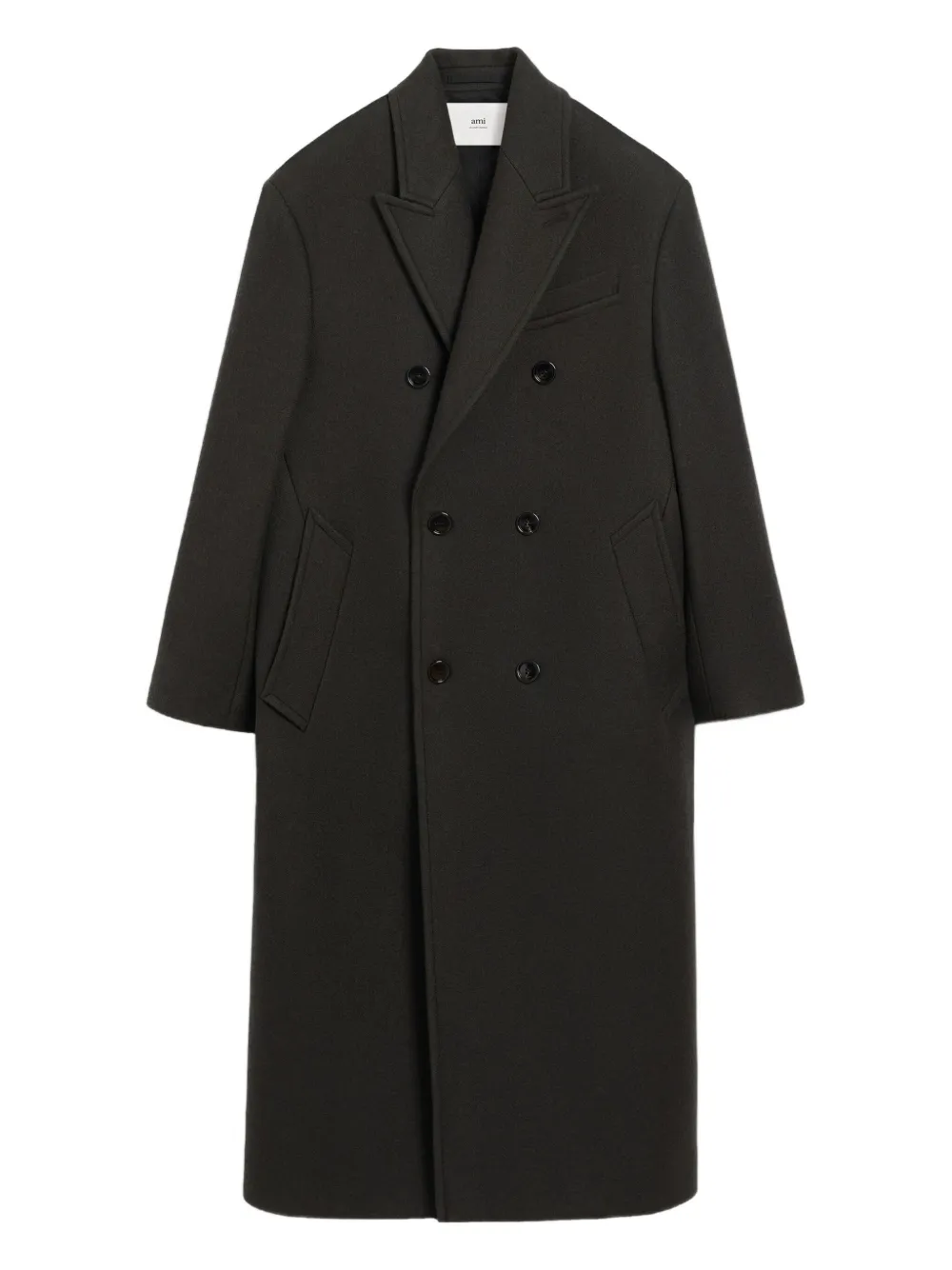 Ami Alexandre Mattiussi Double-breasted Wool Coat In Black