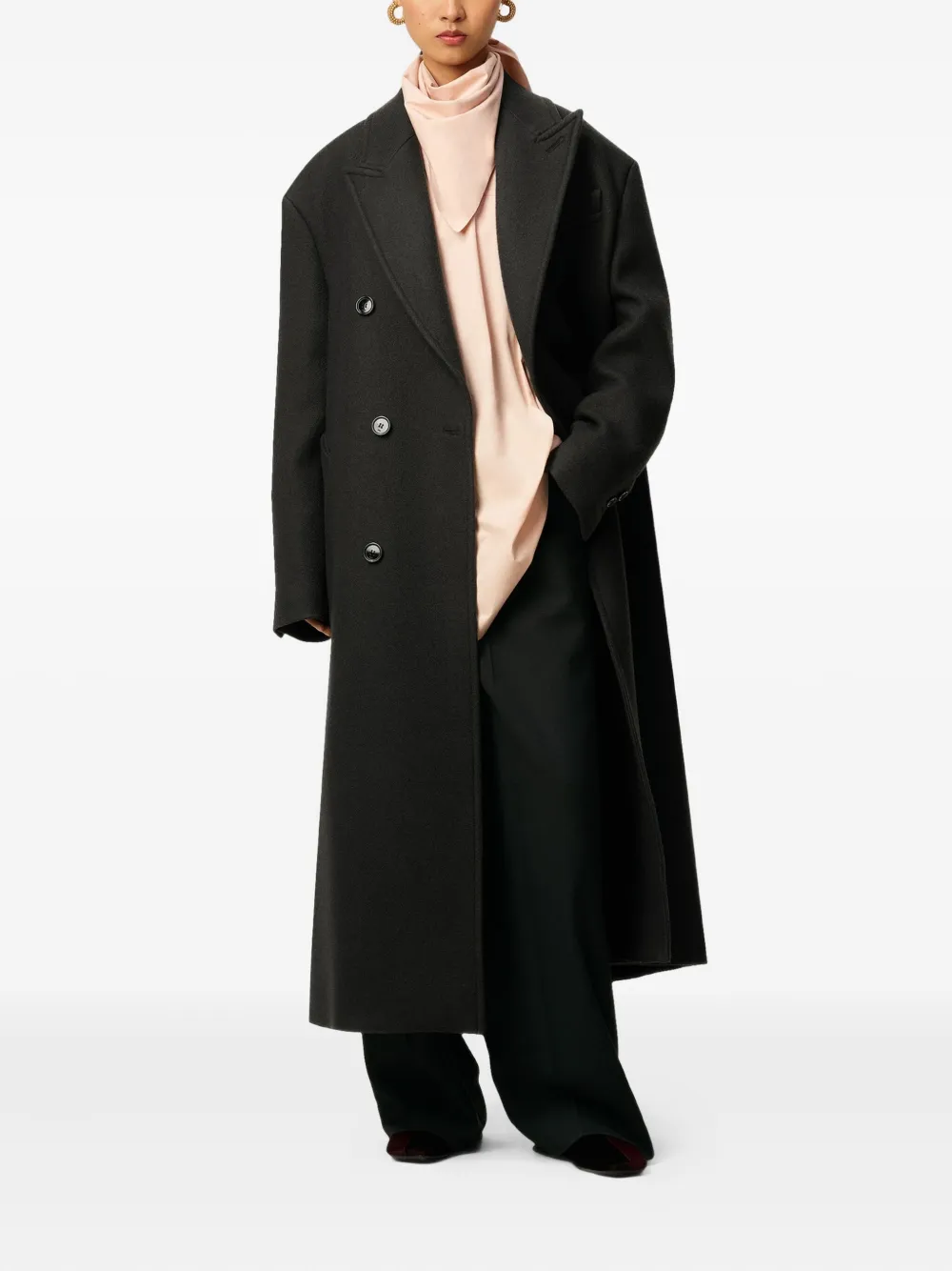 Ami Alexandre Mattiussi Double-breasted Wool Coat In Black