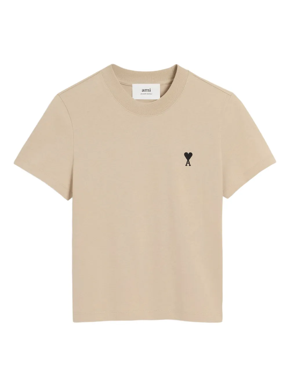 AMI Paris T-shirt met logo Beige