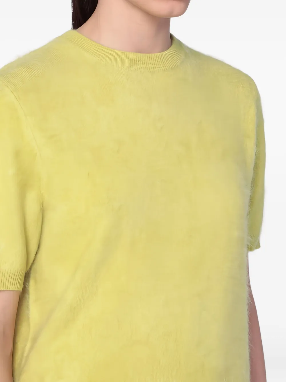 Soft Goat Lime-coloured Brushed Cashmere Sweater In Yellow