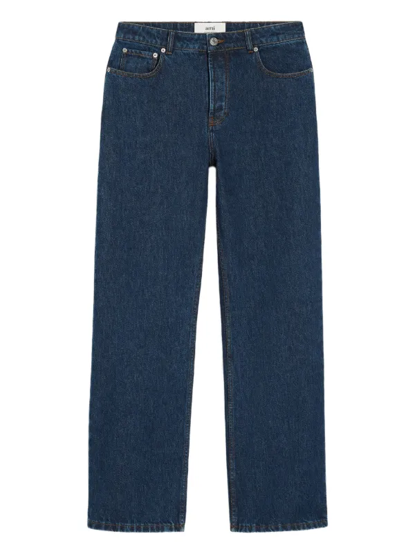 Ami Paris Loose-fit Cotton Blue Jeans