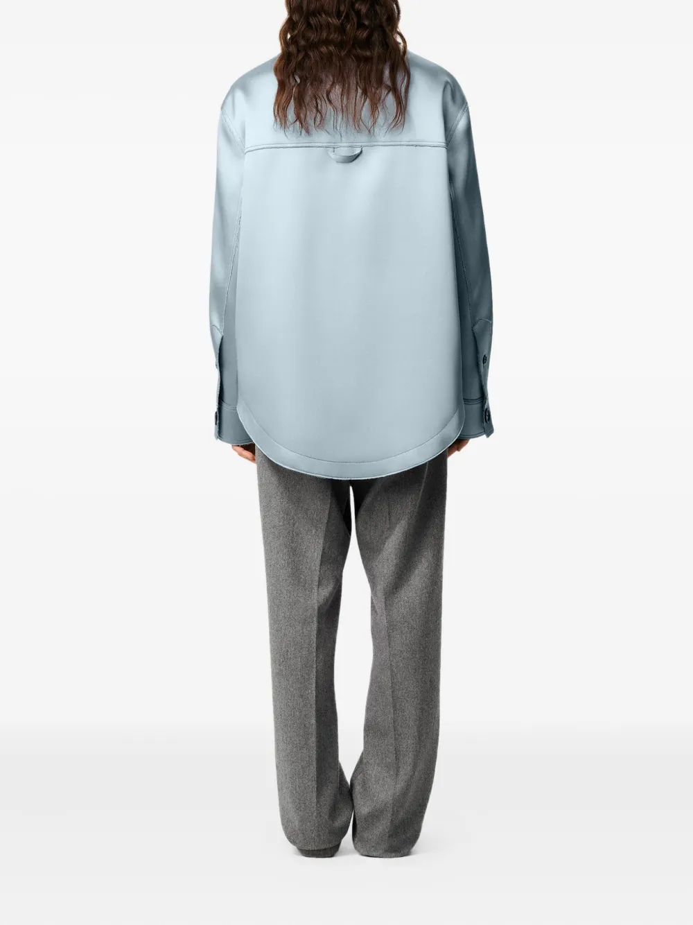 Ami Alexandre Mattiussi Blue Satin Ami De Coeur Buttoned Jacket Blue In Blue