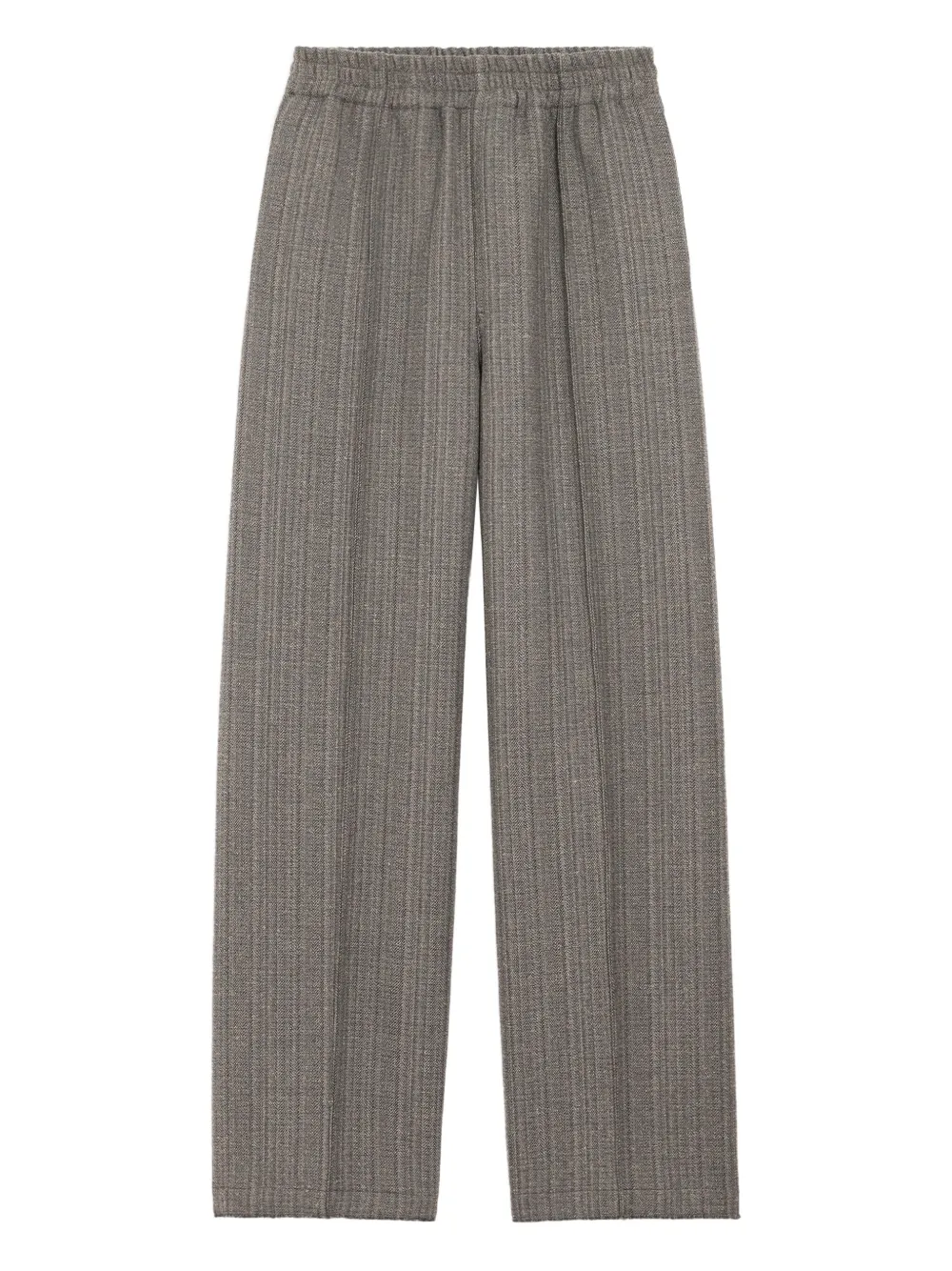AMI Paris Elastische broek met visgraatpatroon Bruin