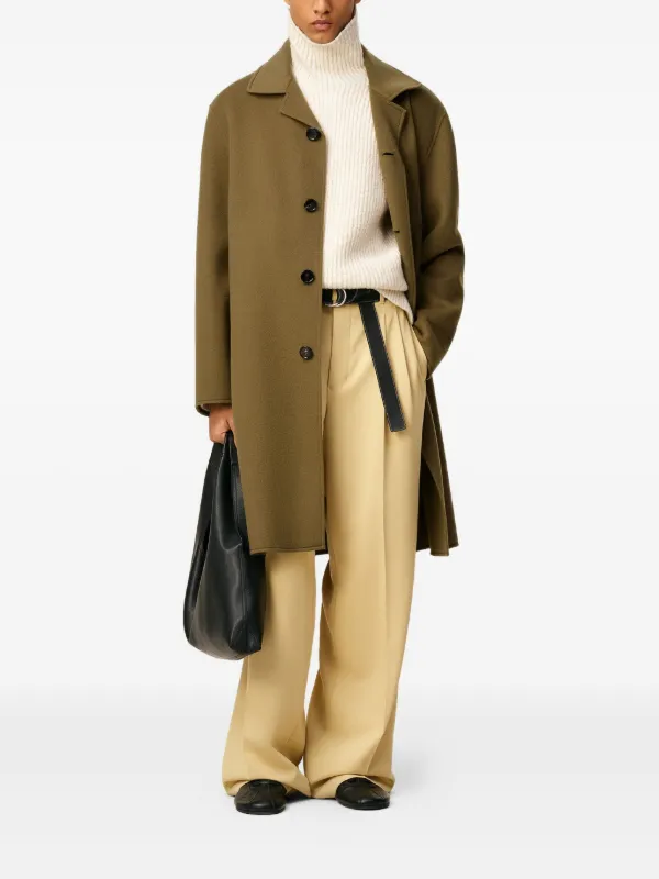 AMI Paris Manteau En Laine à Taille Ceinturée Vert FARFETCH FR