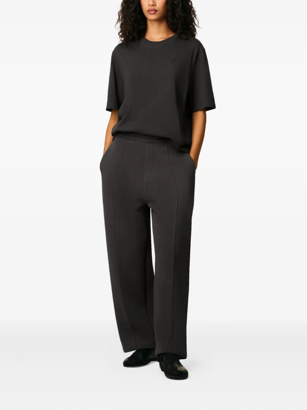 AMI Paris Fleece broek met hart-reliëf Grijs