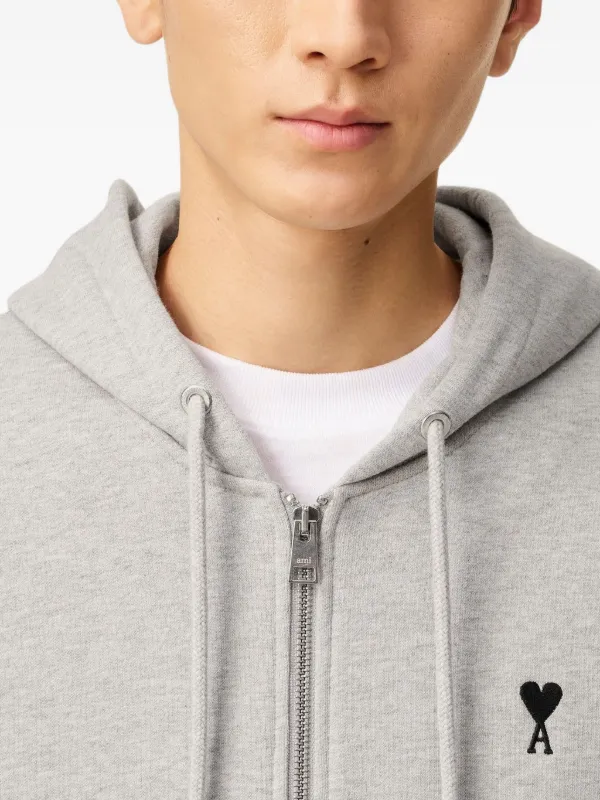 AMI Paris Ami-De-Coeur zip-up Hoodie | Grey | FARFETCH