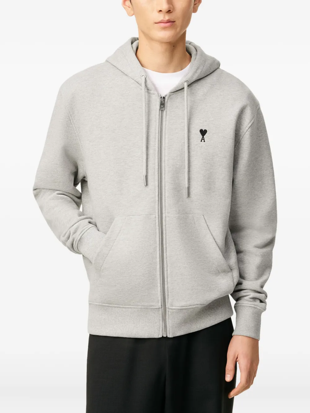 AMI Paris Ami De Coeur hoodie met rits Grijs