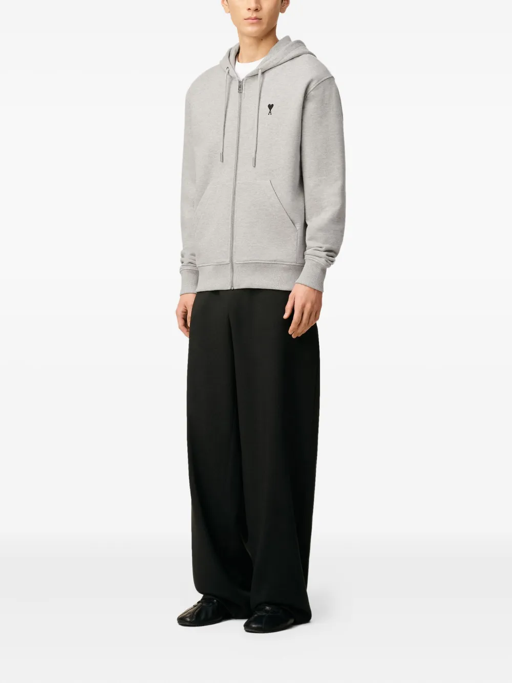 AMI Paris Ami De Coeur hoodie met rits Grijs