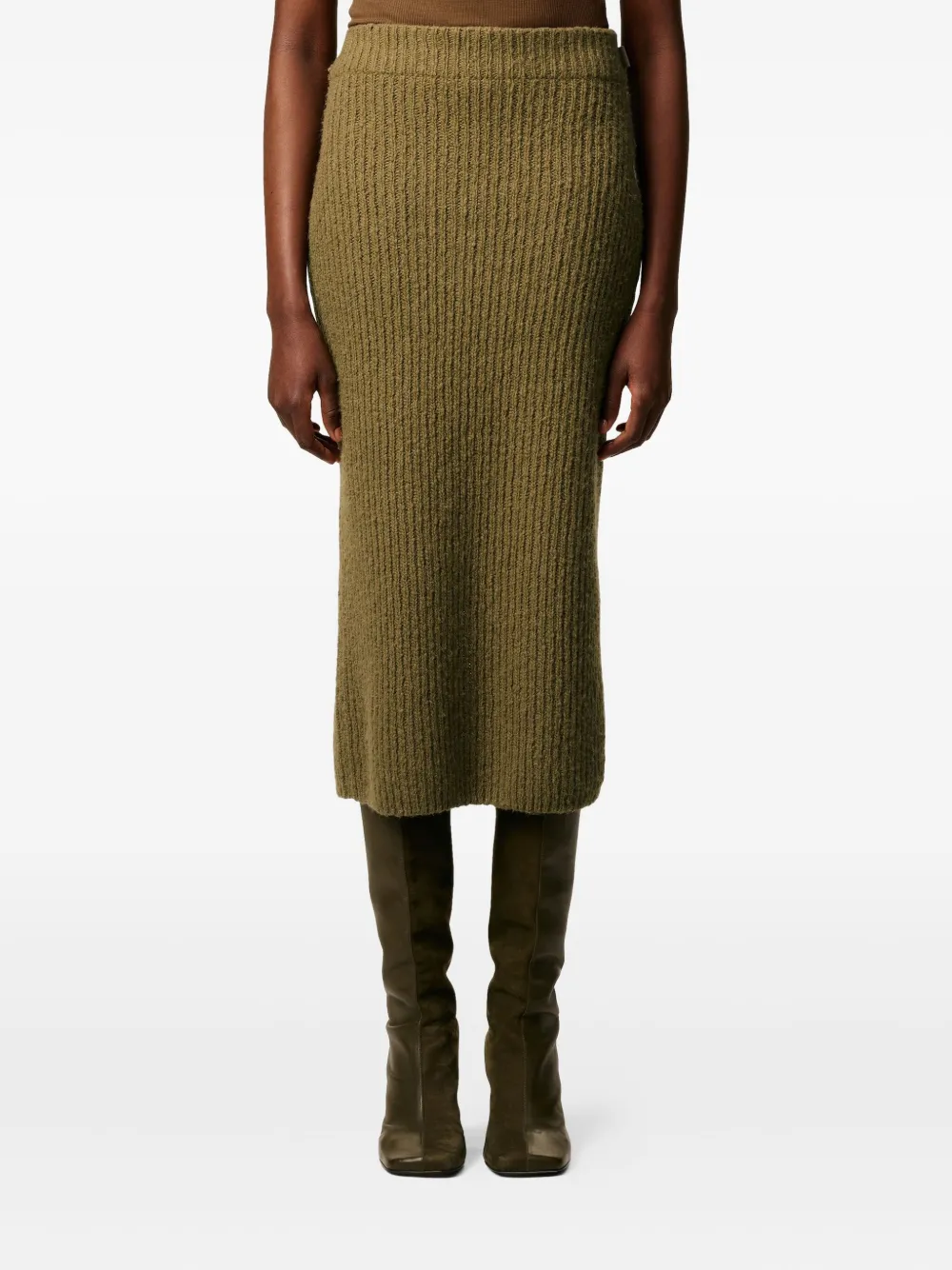 AMI Paris Wollen straight rok Groen
