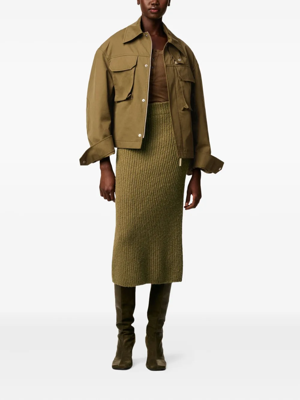 AMI Paris Wollen straight rok - Groen