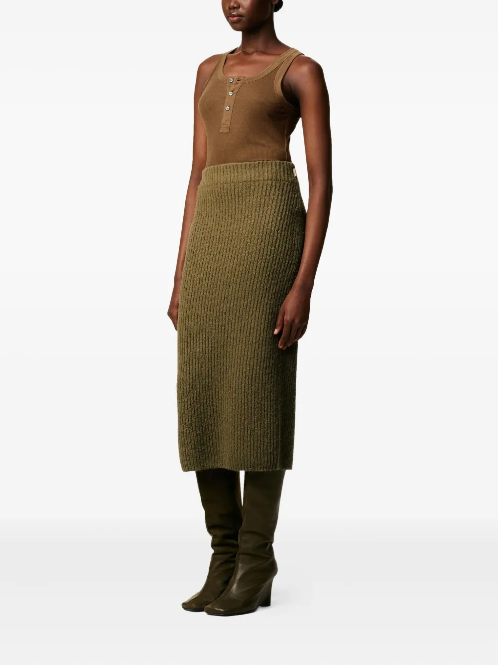 AMI Paris Wollen straight rok Groen
