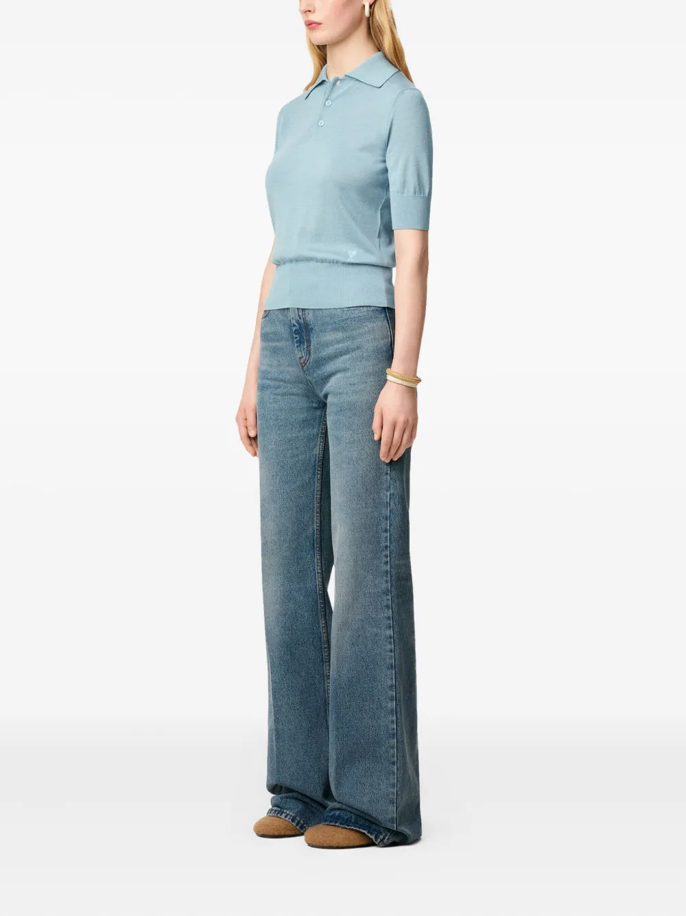 AMI Paris Polotop met geborduurd logo Blauw