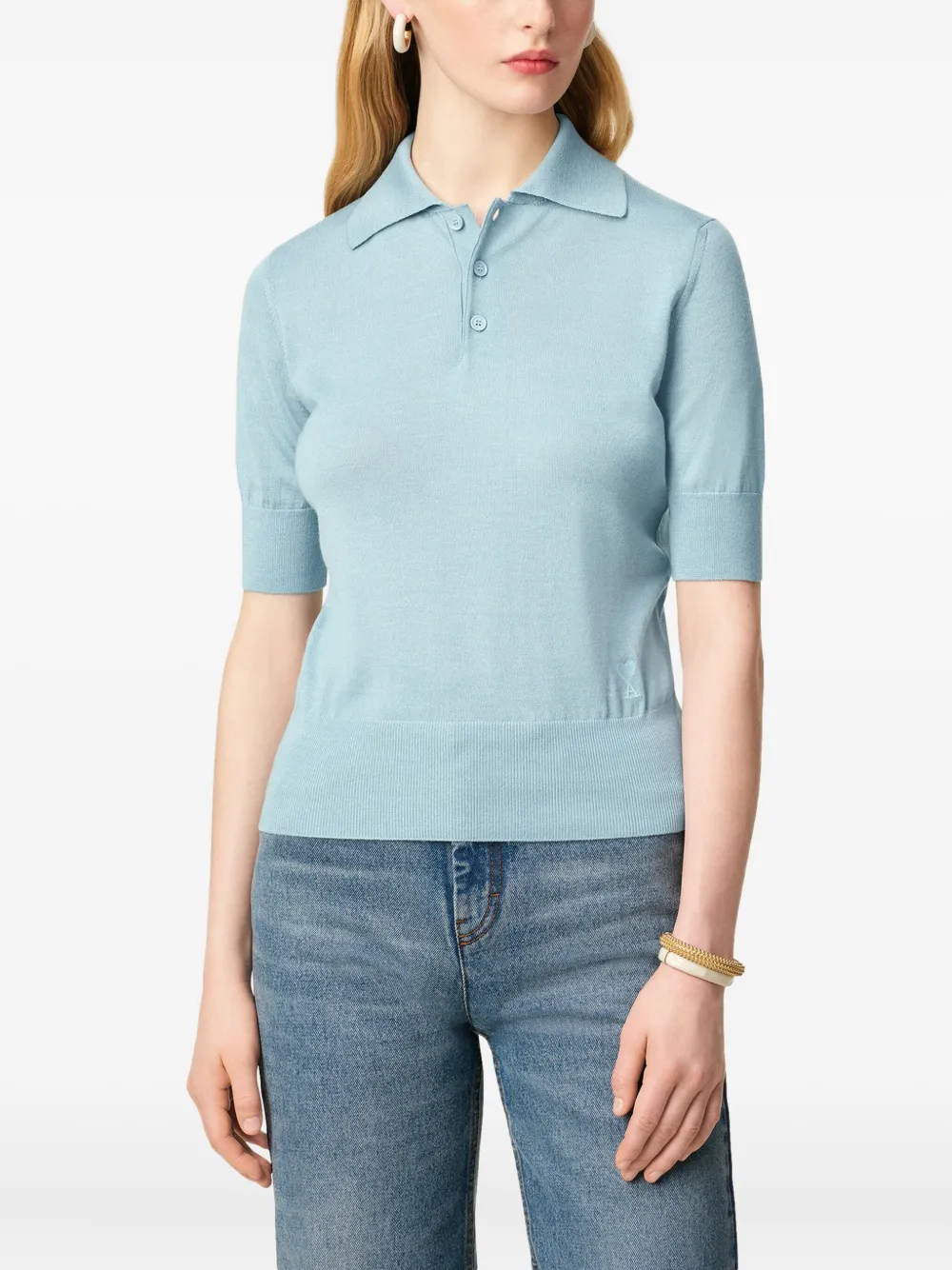 AMI Paris Polotop met geborduurd logo Blauw