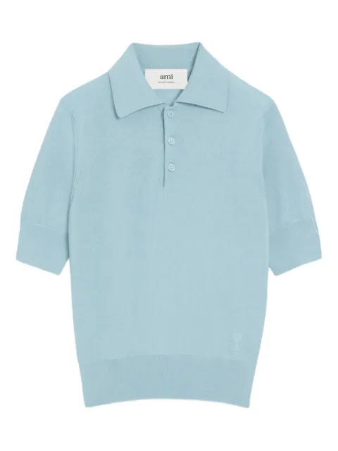 AMI Paris logo-embroidered polo top