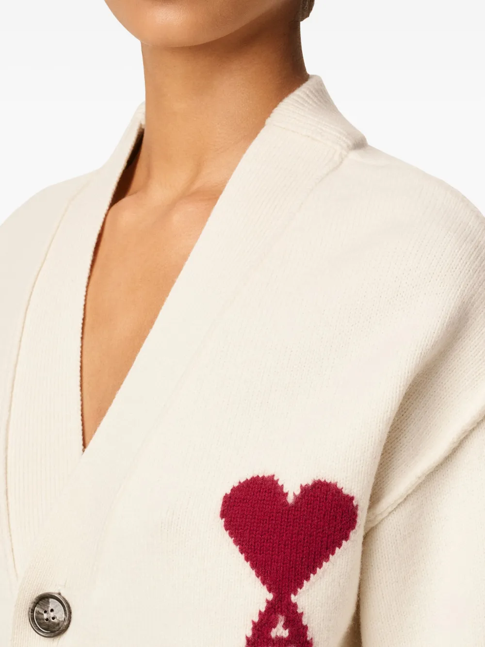 AMI Paris Ami de Coeur wool cardigan Beige