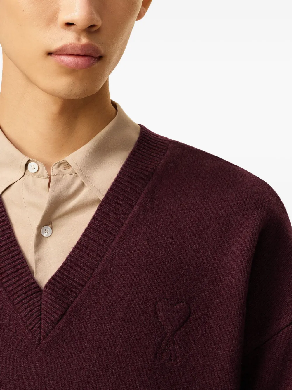 AMI Paris Ami de Coeur trui met V-hals Rood