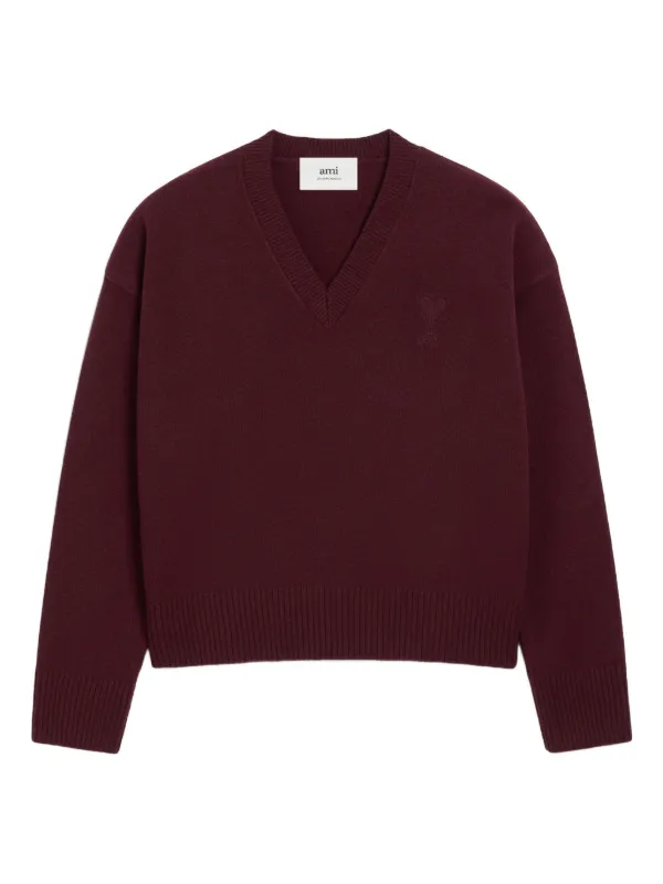 AMI Paris Ami De Coeur Vネックセーター | レッド | FARFETCH JP AMI Paris Ami De Coeur Vネックセーター | レッド | FARFETCH JP