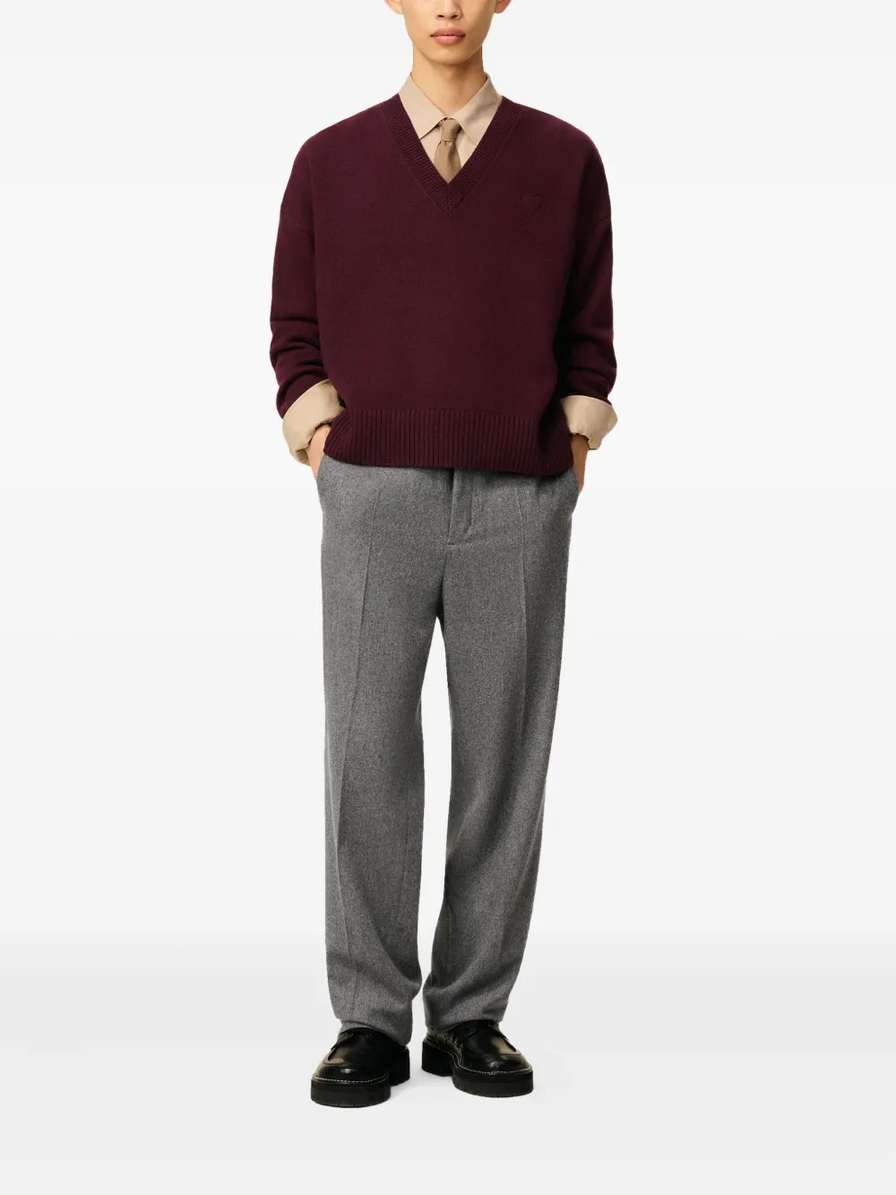 AMI Paris Ami de Coeur trui met V-hals Rood
