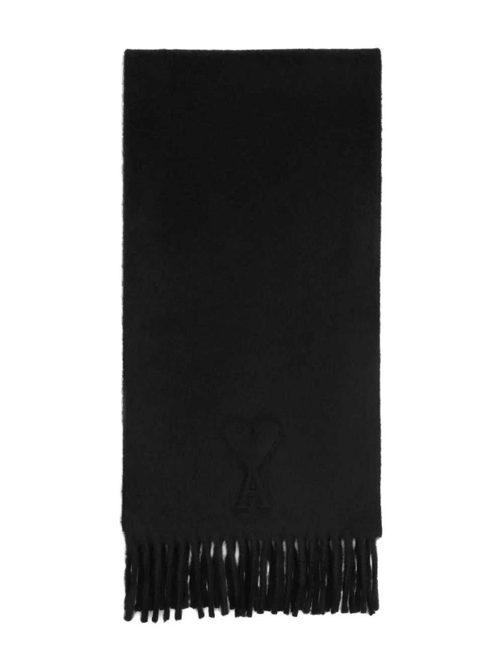 AMI Paris Ami De Coeur fringed scarf | Black | Image 1