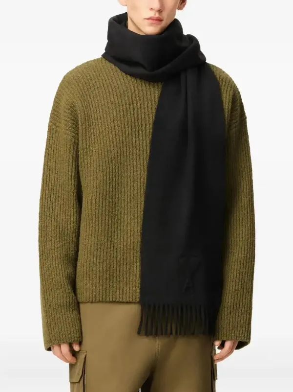 AMI Paris Ami De Coeur エンボス スカーフ | ブラック | FARFETCH JP