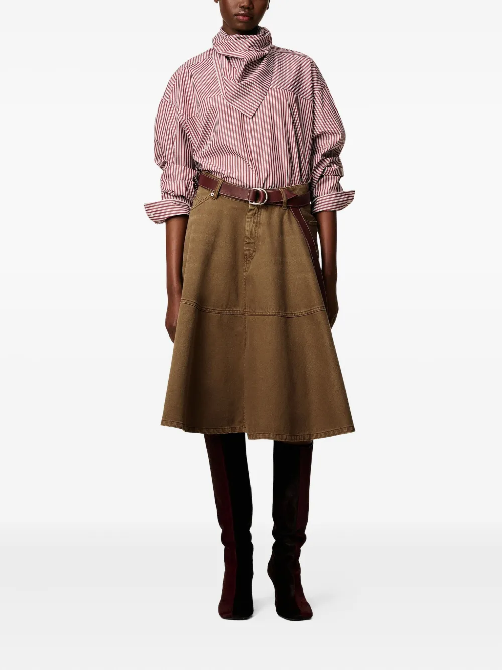 AMI Paris Katoenen midi-rok - Bruin
