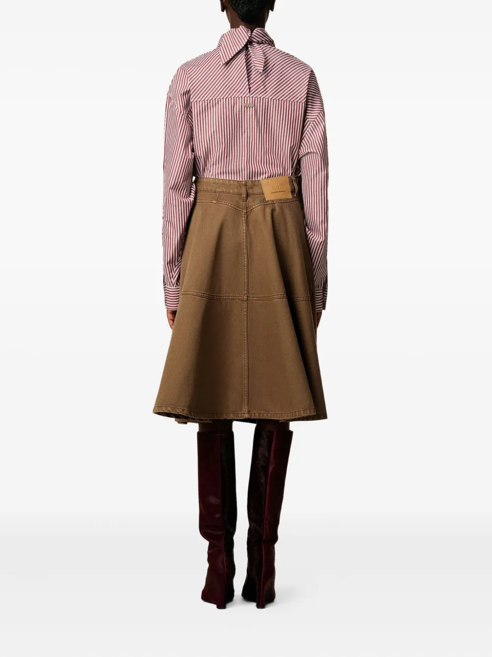 AMI Paris Katoenen midi-rok Bruin