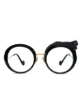 ANNA-KARIN KARLSSON panther crystal-embellished round glasses - Black