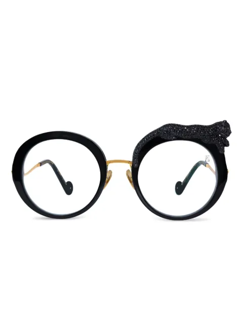 ANNA-KARIN KARLSSON panther crystal-embellished round glasses