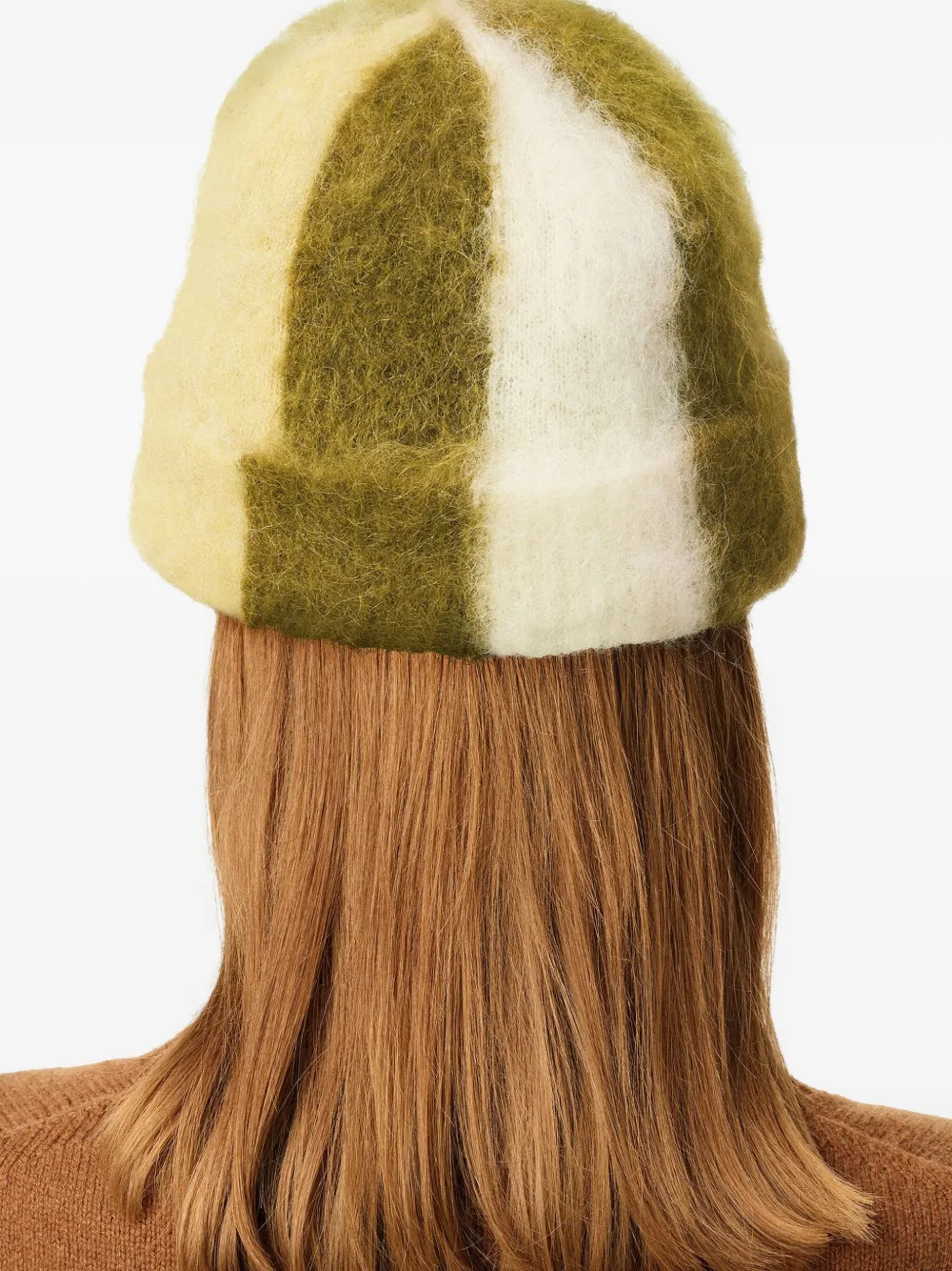 Ami Alexandre Mattiussi Green Alpaca Striped Ami De Coeur Beanie Beige In Gray