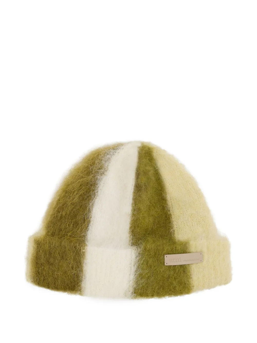 AMI Paris Gestreifte Ami de Coeur Beanie | Grün | Image 1