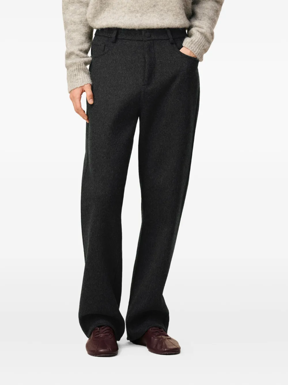 AMI Paris Wollen broek met rits Grijs