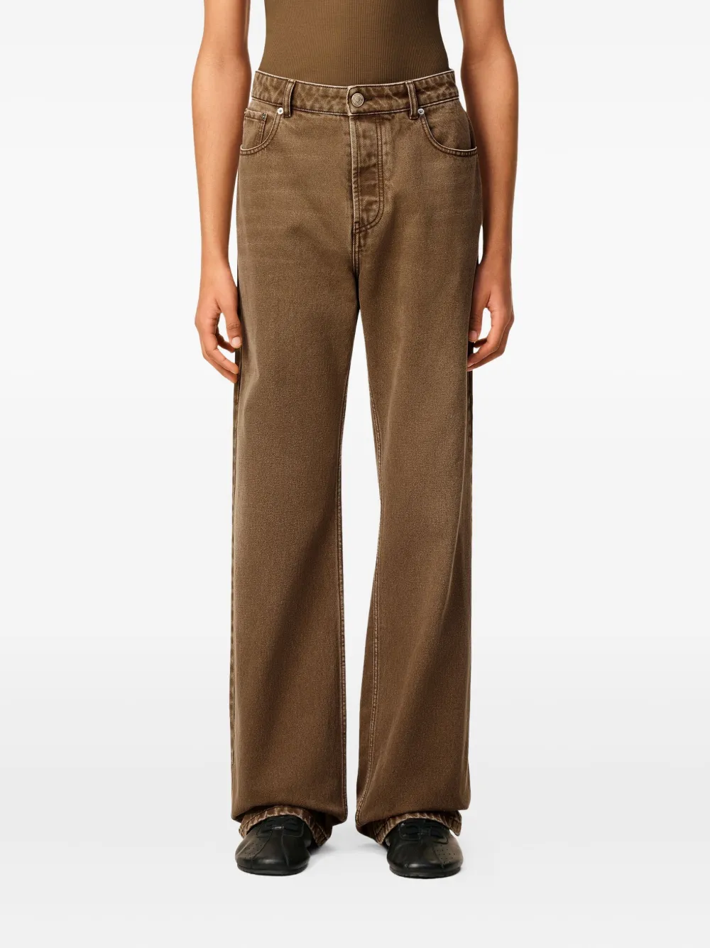 AMI Paris Katoenen ruimvallende jeans Bruin