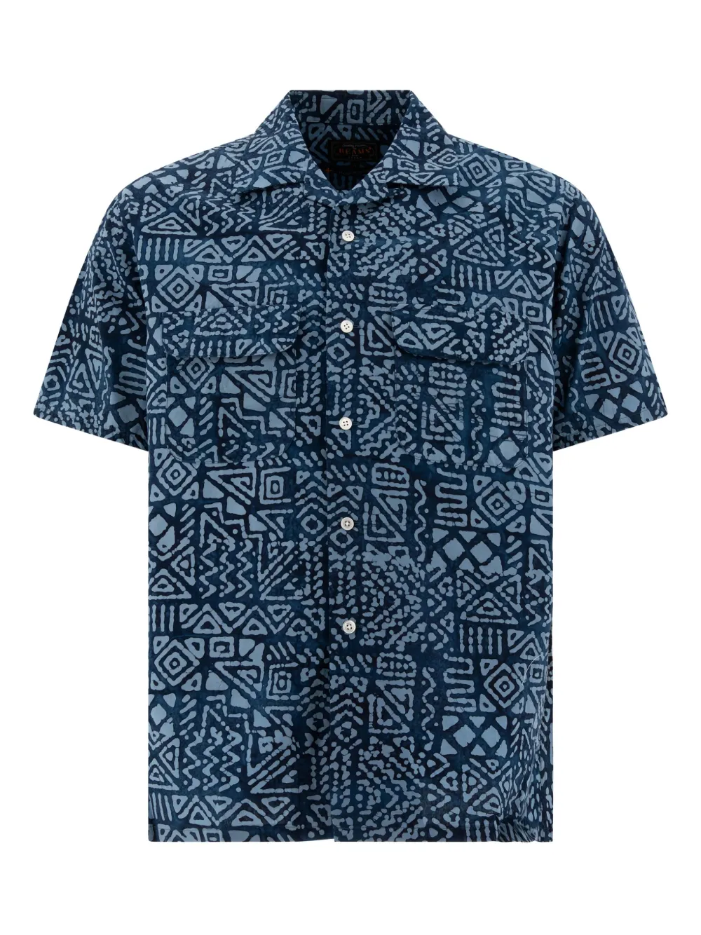 BEAMS PLUS geometric-print cotton shirt | Blue | Image 1