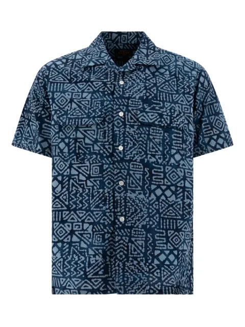 BEAMS PLUS geometric-print cotton shirt