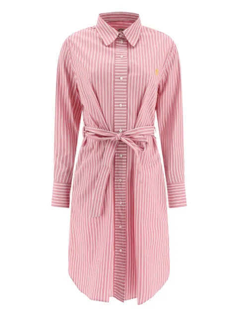 Ines De La Fressange striped-pattern belted midi shirt dress