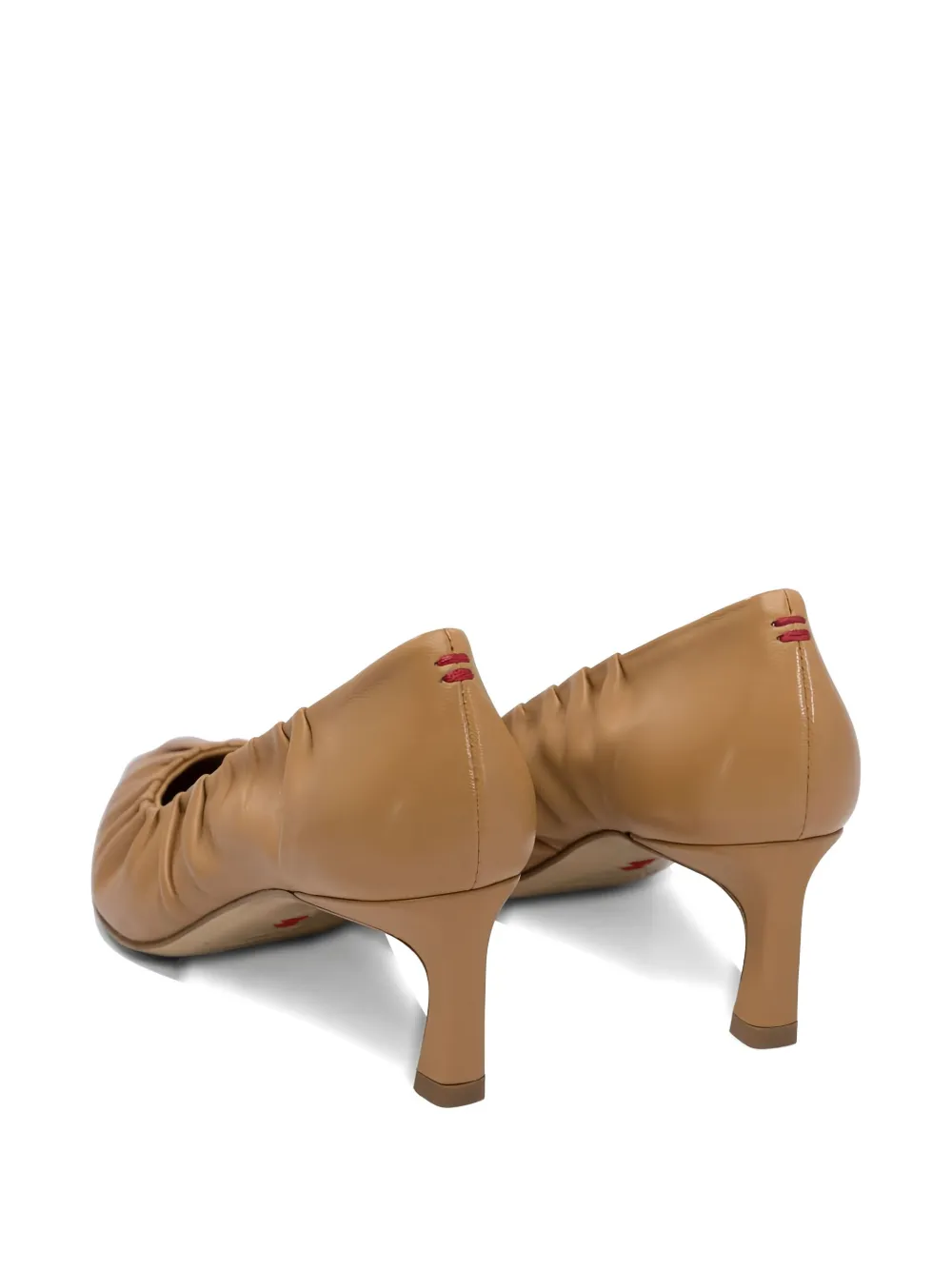 Halmanera 55mm Vale Pleated Pointed-toe Pumps In Neutral