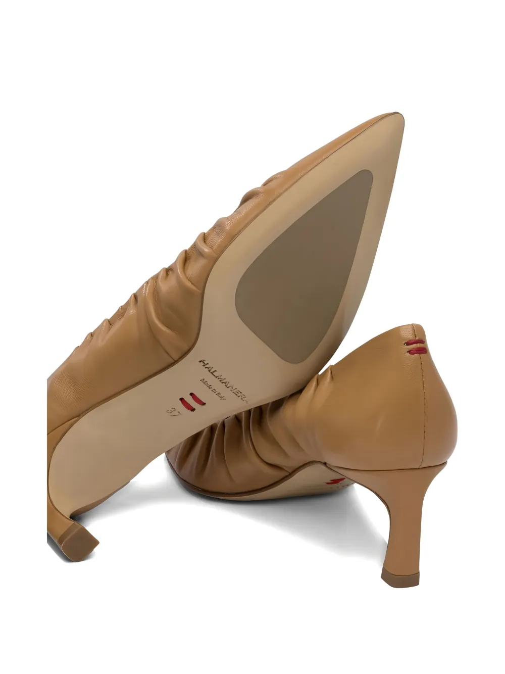 Halmanera 55mm Vale Pleated Pointed-toe Pumps In Neutral