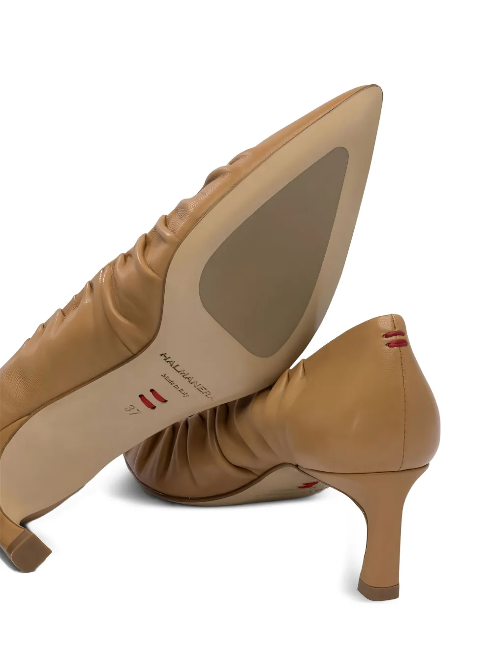 Halmanera 55 mm Vale geplooide pumps met puntige neus Bruin