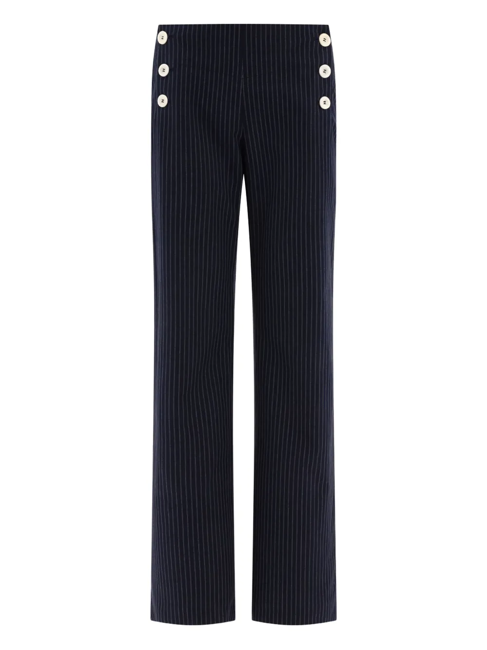Ines De La Fressange Pinstripe Button-embellished Trousers In Blue
