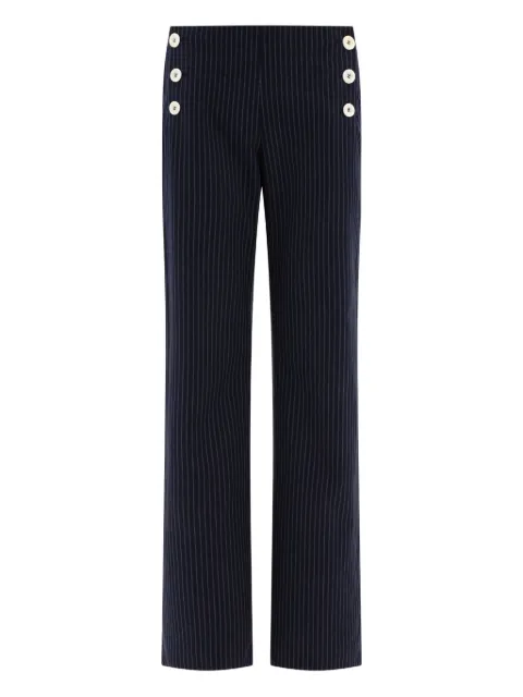 Ines De La Fressange pinstripe button-embellished trousers