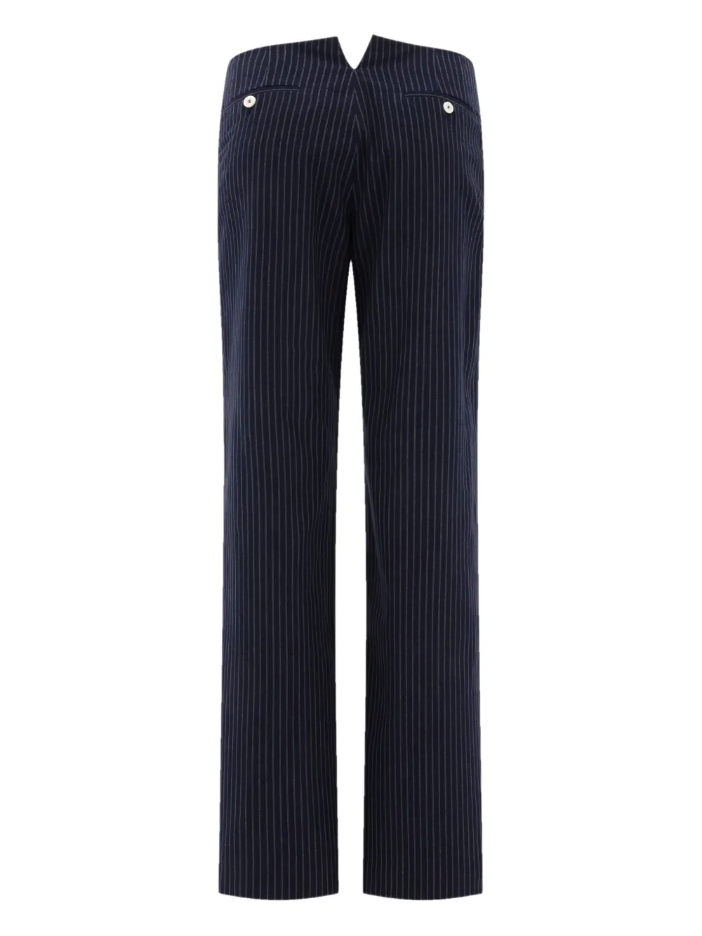 Ines De La Fressange Pinstripe Button-embellished Trousers In Blue