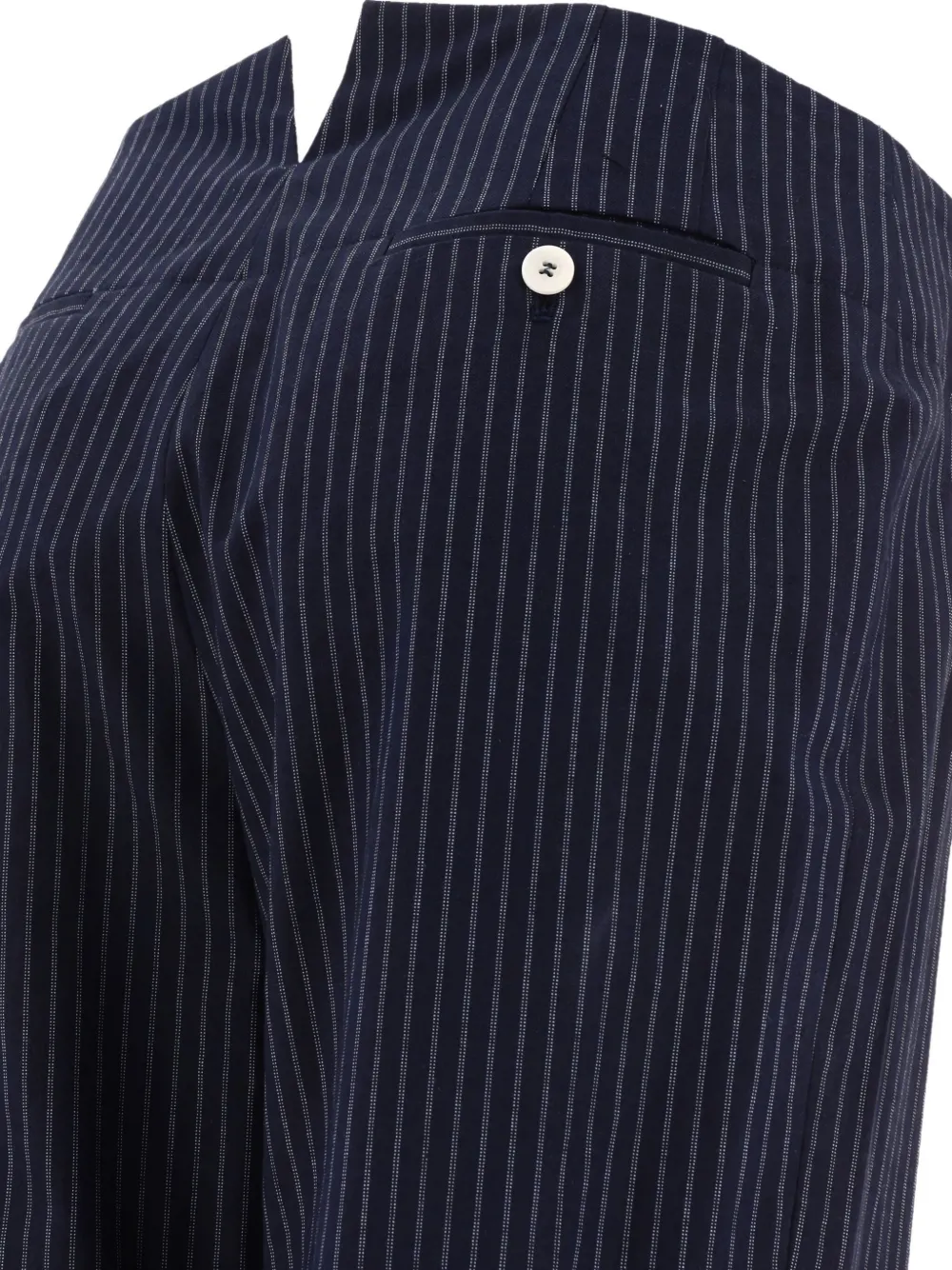 Ines De La Fressange Pinstripe Button-embellished Trousers In Blue