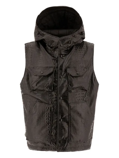 Engineered Garments hooded crocodile-effect vest